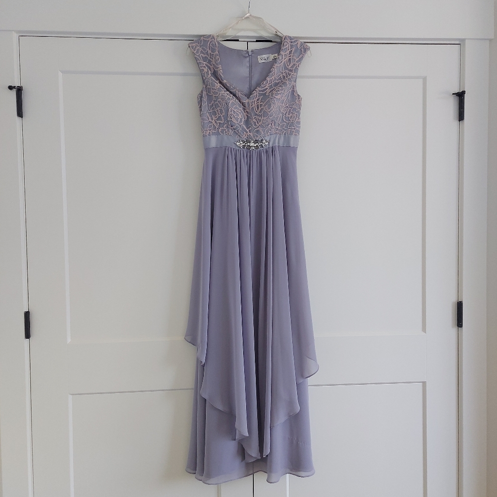 Eliza J Embelished Lace & Chiffon Gown Maxi Dress